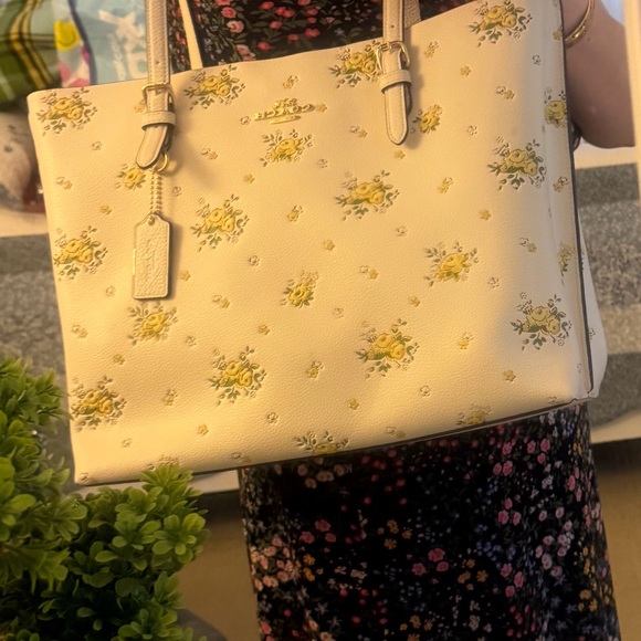Coach Yellow Floral Cream Tote - Picture 14 of 15